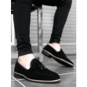 Mocasini barbati negri tapla subtire piele eco comozi 12223 N17-3 imagine
