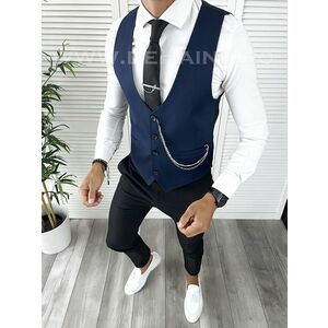 Vesta barbati eleganta slim fit bleumarin V55 N7-4.2 imagine