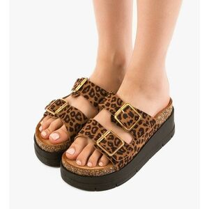 Papuci dama Olive Animal Print imagine