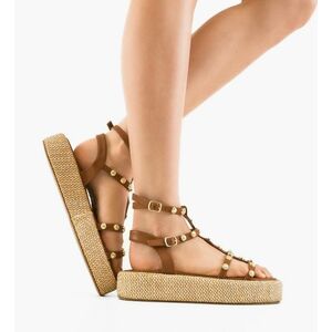 Sandale dama Straw Camel imagine