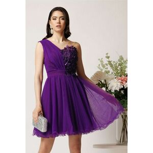 Rochie scurta mov din tull in clos cu flori pe bust- Ella Collection Serena imagine