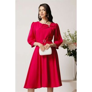 Rochie Viada din voal fucsia cu funda la bust si cordon in talie imagine