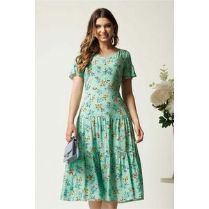 Rochie midi verde mint din viscoza cu imprimeuri florale imagine