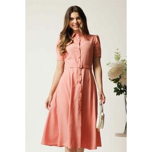 Rochie DY Fashion roz in clos cu nasturi si curea in talie imagine