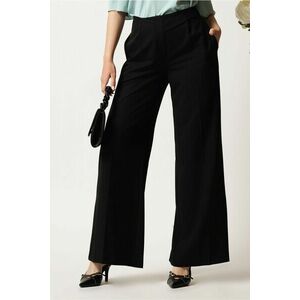 Pantaloni DY Fashion negri din stofa evazati cu betlie pe o parte imagine