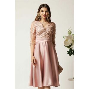 Rochie midi roz din tafta in clos cu dantela la bust - Ella Collection Inna imagine