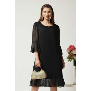 Rochie midi neagra din voal cu picatele si insertii din fir lurex imagine