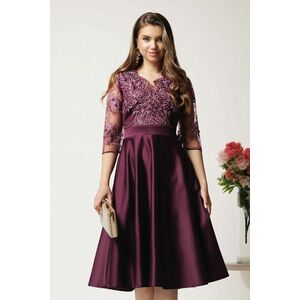 Rochie midi mov din tafta in clos cu dantela la bust - Ella Collection Inna imagine