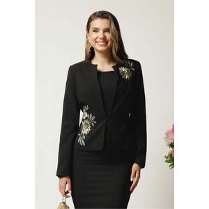 Compleu negru cu rochie midi conica si sacou cu broderie- LaDonna imagine