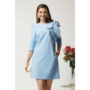 Rochie scurta bleu accesorizata cu aplicatie maxi tip frunza- LaDonna imagine