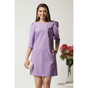 Rochie scurta lila accesorizata cu aplicatie maxi tip frunza- LaDonna imagine