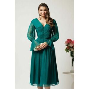 Rochie midi verde din matase naturala- Leonard Collection imagine