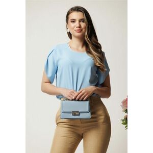 Bluza DY Fashion bleu lejera din voal cu perle la decolteu imagine