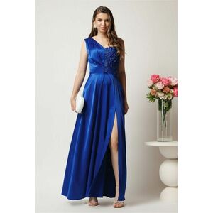 Rochie lunga albastra din tafta cu flori la bust- Ella Collection Madison imagine