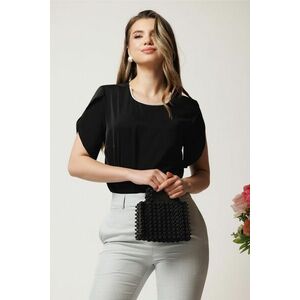 Bluza DY Fashion neagra lejera din voal cu perle la decolteu imagine