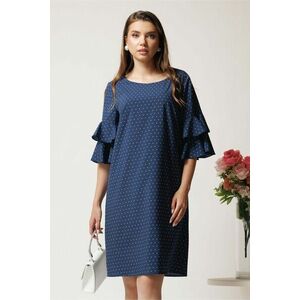 Rochie scurta bleumarin din viscoza cu buline albe imagine