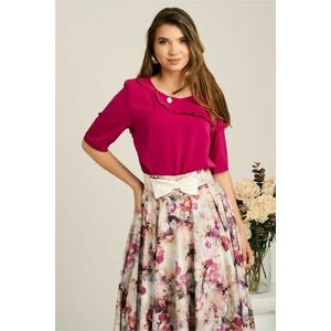 Bluza fucsia din viscoza lejera cu volanas pe bust imagine
