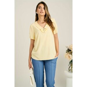 Bluza galbena din viscoza lejera cu guler si accesoriu imagine