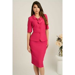 Compleu fucsia din stofa cu sacou cambrat si fusta conica- Viada imagine