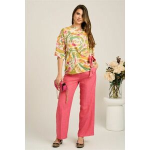 Pantaloni fucsia din viscoza cu croi drept si buzunare- Viada imagine