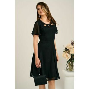 Rochie midi neagra din voal in clin cu insertii din lurex si decupaje la decolteu imagine