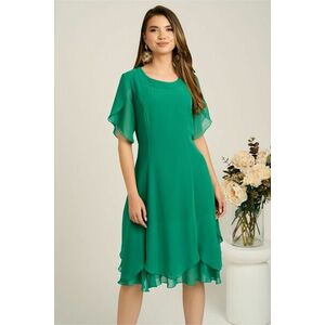 Rochie midi verde din voal in clin cu volane la baza imagine
