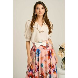 Bluza DY Fashion bej din voal cu volanas imagine