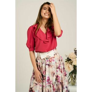 Bluza DY Fashion fucsia din voal cu volanas imagine