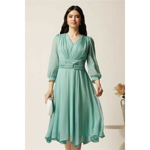 Rochie midi verde mint in clos din voal cu fir lurex- Ella Collection Gina imagine