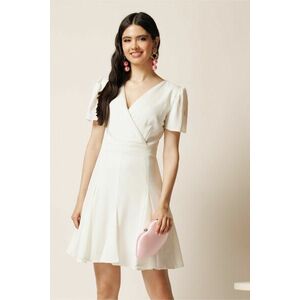 Rochie scurta alba in clin cu decolteu petrecut- Moze imagine