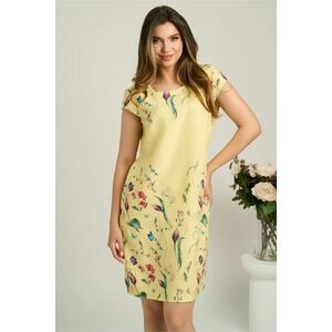 Rochie scurta galbena cu croi drept si imprimeu floral imagine