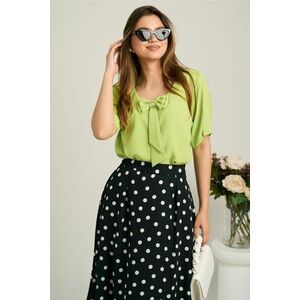 Bluza verde din viscoza lejera a cu funda imagine