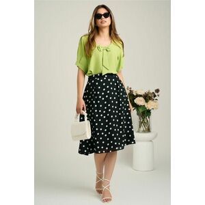 Fusta midi neagra din voal in clos cu buline imagine