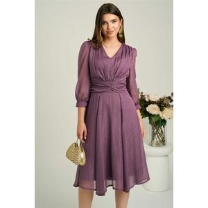Rochie midi lila in clos din voal cu fir lurex- Ella Collection Gina imagine