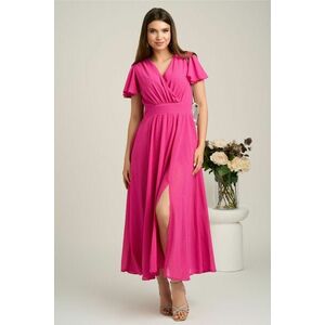 Rochie lunga fucsia din voal in clos cu glitter- Moze imagine