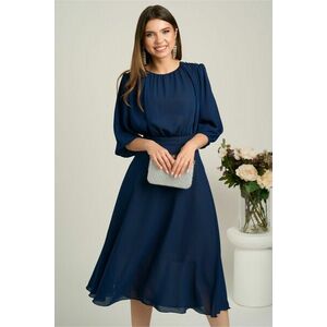Rochie DY Fashion midi bleumarin in clos din voal cu accesorii pe umeri imagine