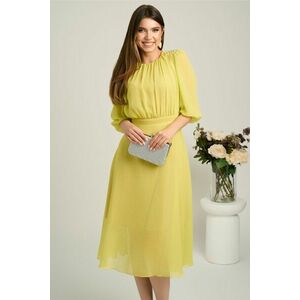 Rochie DY Fashion midi verde lime in clos din voal cu accesorii pe umeri imagine