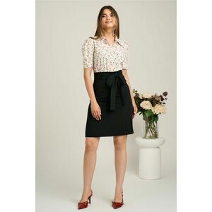 Fusta DY Fashion scurta neagra din stofa in croi A cu cordon in talie imagine