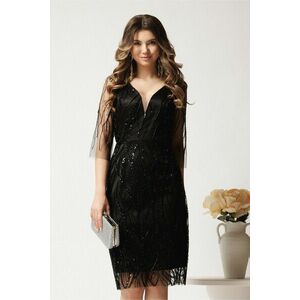 Rochie midi conica neagra din tull cu paiete- Ella Collection Ingrid imagine