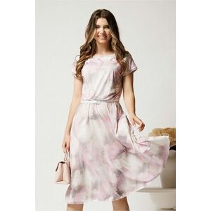 Rochie midi gri cu imprimeu roz din lycra in clos imagine