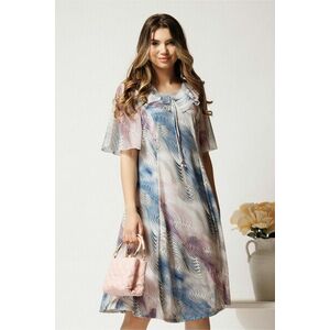 Rochie midi bleu cu roz in degradee din lycra in clini imagine
