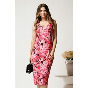 Rochie midi fucsia din lycra cu croi drept si imprimeu lila imagine