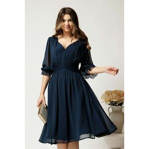 Rochie midi bleumarin din voal in clos imagine