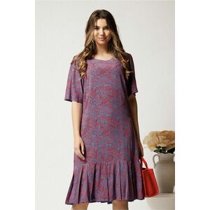 Rochie midi albastra din viscoza cu croi drept si imprimeu corai imagine