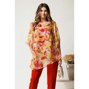 Bluza galbena din voal oversized cu imprimeu corai- Viada imagine