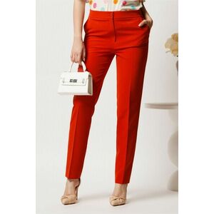 Pantaloni corai din stofa cu croi conic si buzunare- Viada imagine