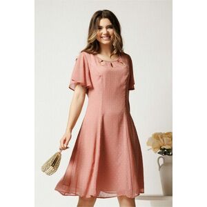 Rochie midi roz din voal in clin cu fir lurex si decupaje la decolteu imagine