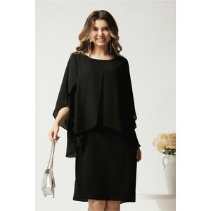Rochie midi neagra din voal cu maneci despicate imagine