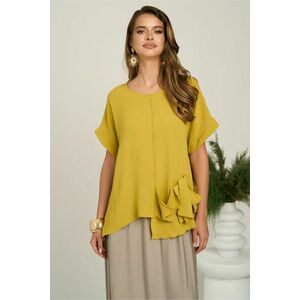 Bluza galben mustar din viscoza oversized cu funda in talie imagine