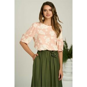 Bluza roz cu flori din viscoza cu croi drept imagine